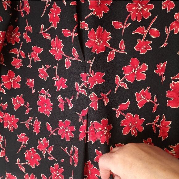RENA ROWAN forSaville 4 BlackRed Lngslvs Floral Print ButtonUp Women's Top Shirt - Picture 7 of 7